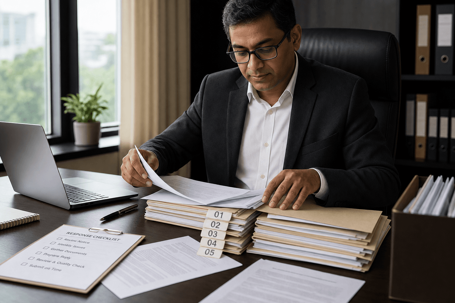 Tax notice documents organised for a clear and timely response
